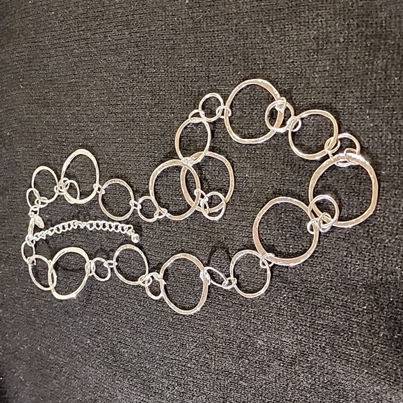 Chico's Silver Tone Circle Link Chain Necklace - Picture 3 of 7